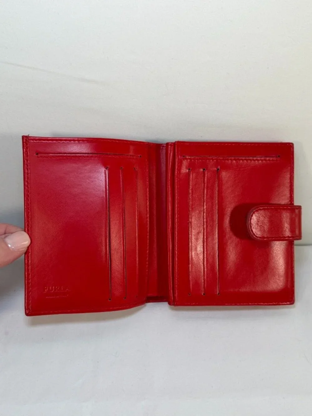 Vintage FURLA Red Leather Bi-fold Zip Around Wallet